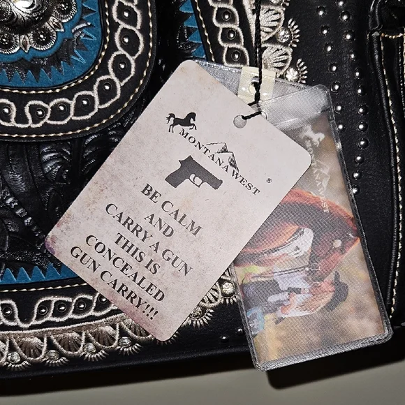 Montana West Black and Blue Embellished Shoulder Bag - Picture 2 of 9